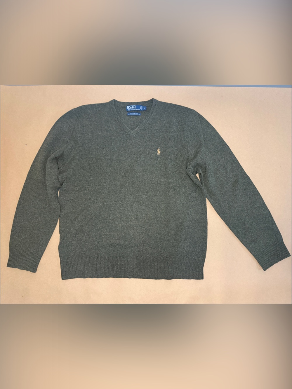 Polo by Ralph Lauren Men's V-Neck Olive Green Sweater